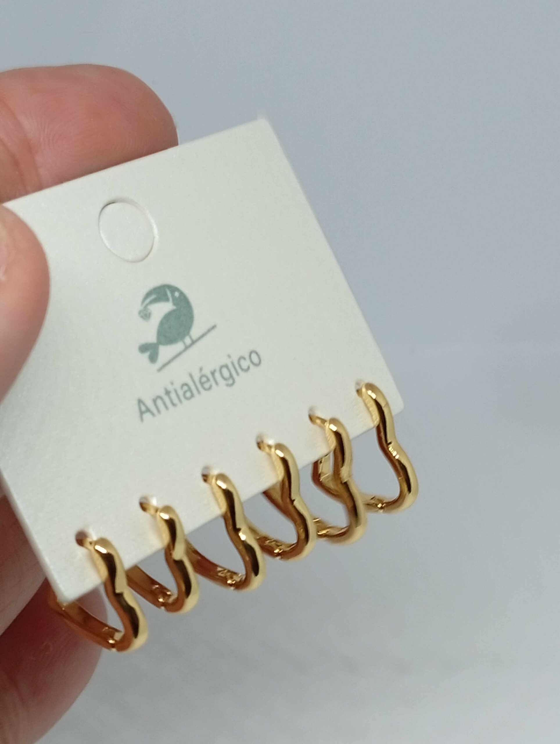 Brinco Trio de coração banhado a ouro